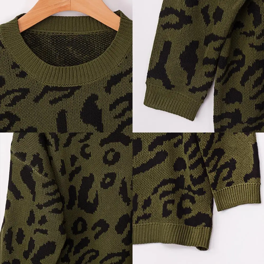CALOFE/леопардовые свитеры с круглым вырезом и принтом для женщин, Mujer, осенне-зимние пуловеры, женские вязаные шикарные Свободные теплые свитера