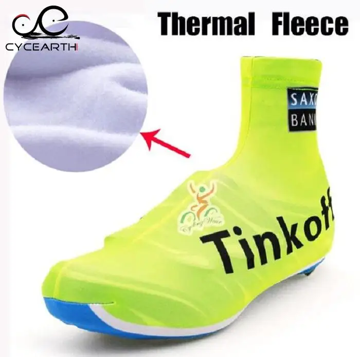 Winter fleece Thermal 2016 Tinkoff Pro Team Fluorescent Green Cycling MTB Bike Cycling Shoes Cover Racing