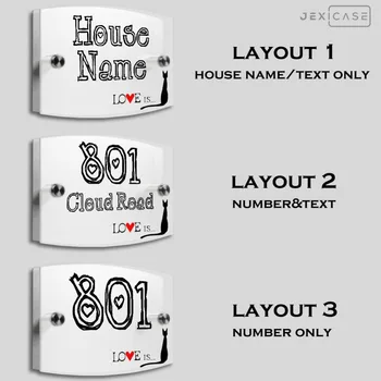 

Kitty Cat Personalized Modern outdoor House Number Door Sign Plaque Street Acrylic Matte Glass TOP