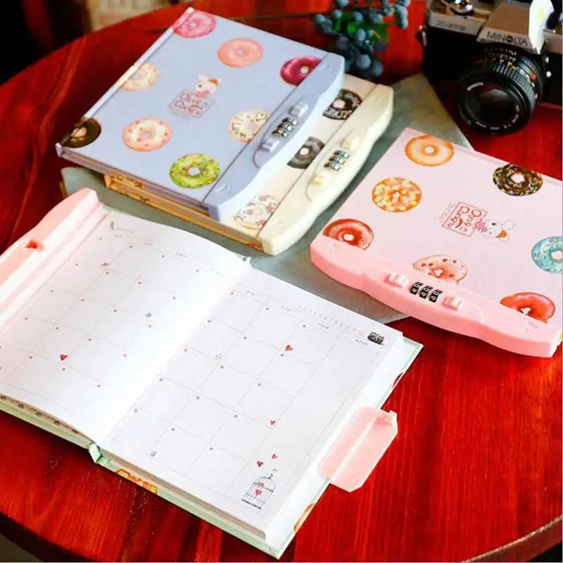 Kawaii Cute Cartoon Hardcover еженедельник записная книжка с замком и паролем дневник