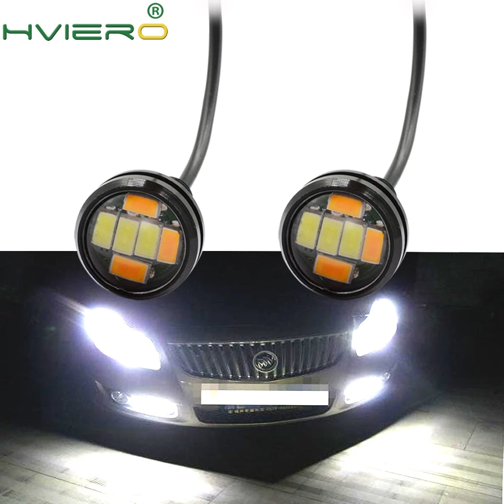 

2PCS 12V DC 23MM 5730 6 LED Eagle Eye Daytime Running Dual Color Light Switchback Turn Signal Backup Auto Motor Led Lamp