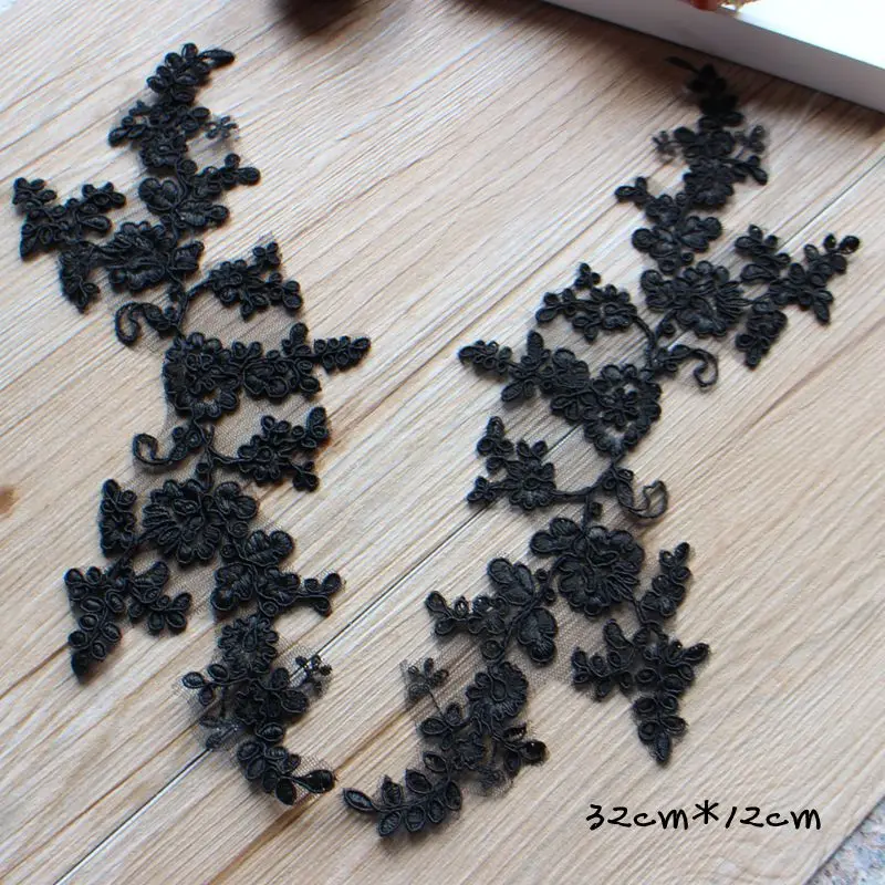 

flower three branches lace wedding dresses Garment accessories DIY lace applique patch 10 pcs/lot (5 pair/lot )TT37