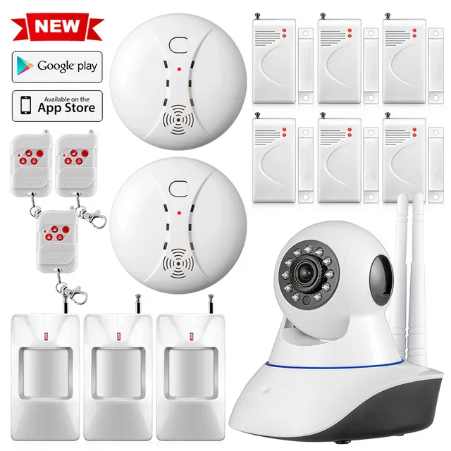 Двойная антенна WiFi ip-камера детектор дыма домашняя система охранной сигнализации приложение дистанционное управление CCTV камера детский монитор