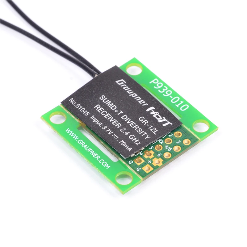 

Graupner HoTT Receiver GR-12L 2.4 GHz 16 channel SMUD +T diversity with Dual antenna for Multicopter & RC Racing Drone