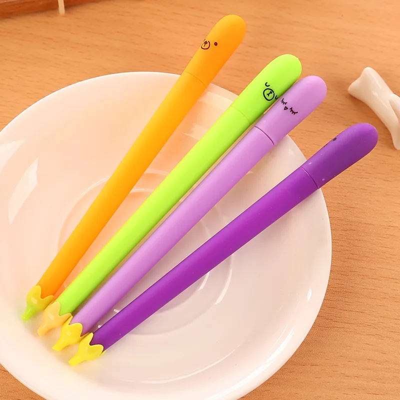 2 предмета креативные милые овощ Баклажан нейтральные ручки и гелевые ручки канцелярские школьные и канцелярские принадлежности, пишущие