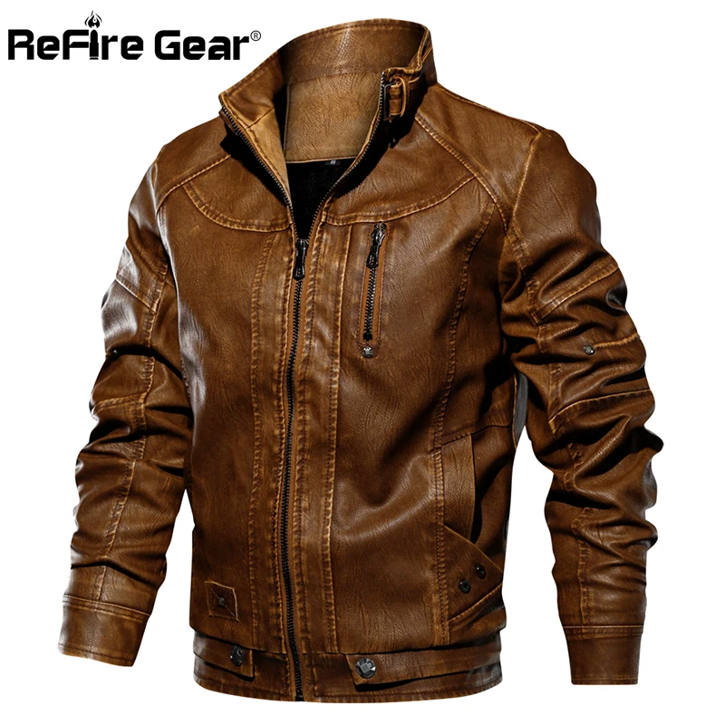 Мужская зимняя куртка из искусственной кожи ReFire Gear мотоциклетная Байкерская