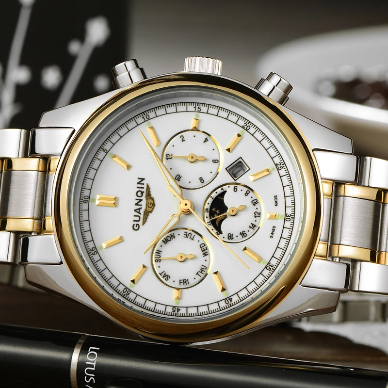 Relogio Masculino 2020 Брендовые Часы мужские GUANQIN деловые s золотые 316L нержавеющие