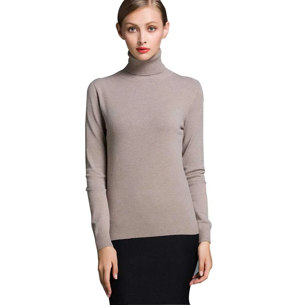 Sweaters Women Turtleneck Korean Ladies Full Sleeve Knitting Sweater Solid  Pullover And Jumper Sweater Chompas Para Mujer #T25G
