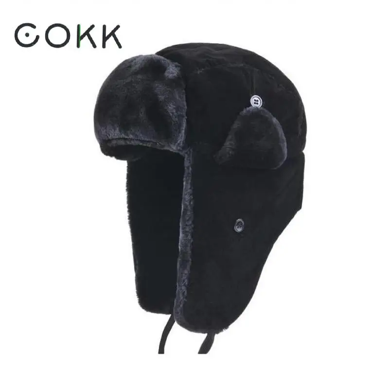 Bomber Hat Female Winter For Men Women Thick Warm Fur Velvet Cold Cap Male Snow Russian Ear Flap