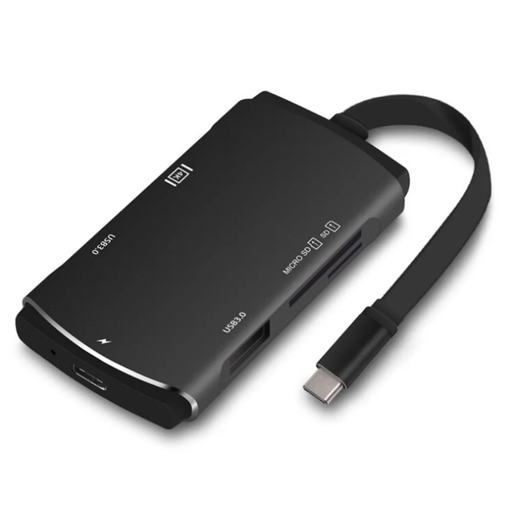الألومنيوم أوسب C هاب 7 في 1 أوسب 3.0 نوع C محول مع نوع C ميناء الشحن ، 4 كيلو هدمي ، 2 USB 3.0 الموانئ ، SD/مايكرو قارئ بطاقات