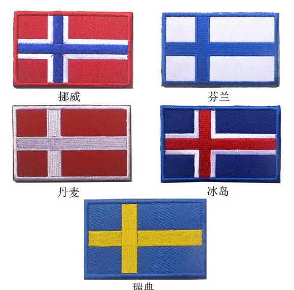 nordic badge zweden/noorwegen/denma/finlan/ijsland vlag patch kruis