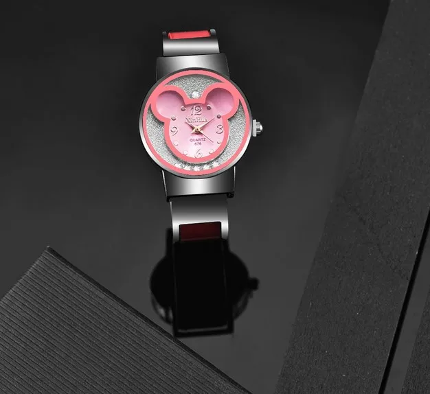 Fashion Brand Mickey Women Steel Bracelet Watch Children Kids Cartoon Quartz Casual Clock Wrist watches relogio crianca mulheres