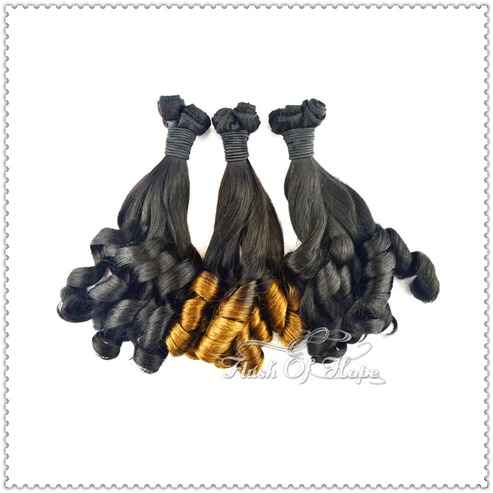 

7A Fumi Curl Real Hair Extensions Spring Curly Ombre Two-Tone Color Remy Hair Weave 100g/pc 3Pcs/lot 10"-16" #1B T1B/30