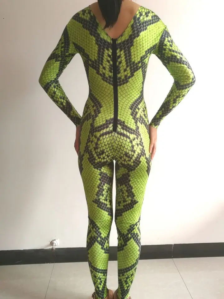green snake print jumpsuit