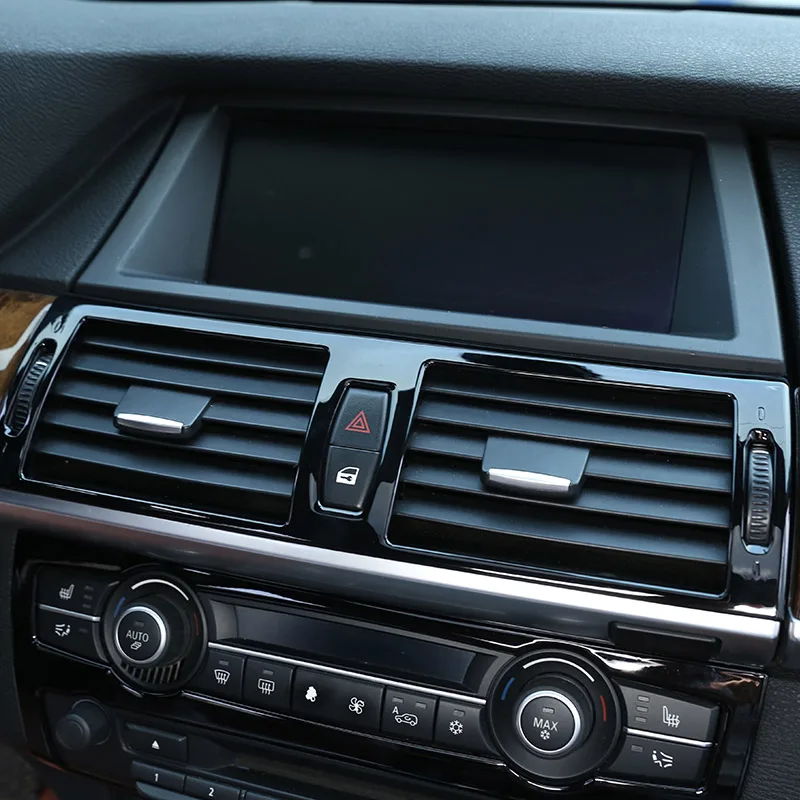 Глянцевый черный для BMW X5 E70 2008-2013 ABS пластик центр кондиционер вентиляционные рамы отделка Аксессуары