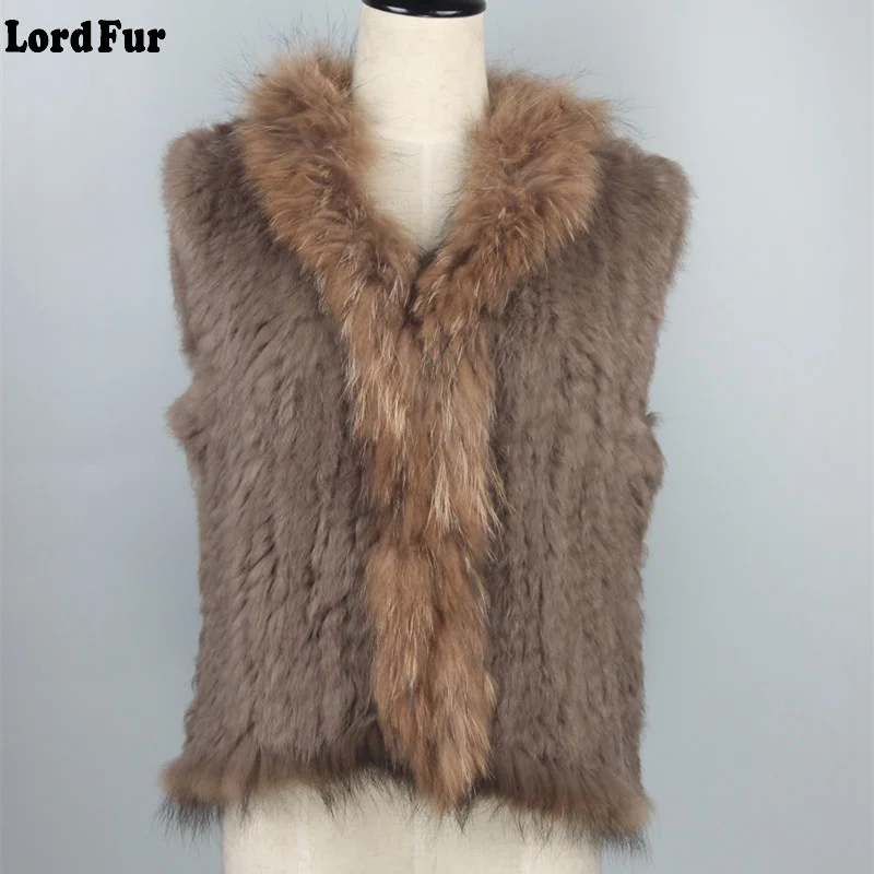 (TopFurMall) женский модный жилет из натурального кроличьего меха с воротником енота
