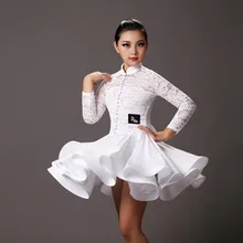 Белое платье для латинских танцев для девочек, профессиональные танцевальные костюмы, детская Одежда для танцев, платье для сальсы, кружевное платье для выступлений