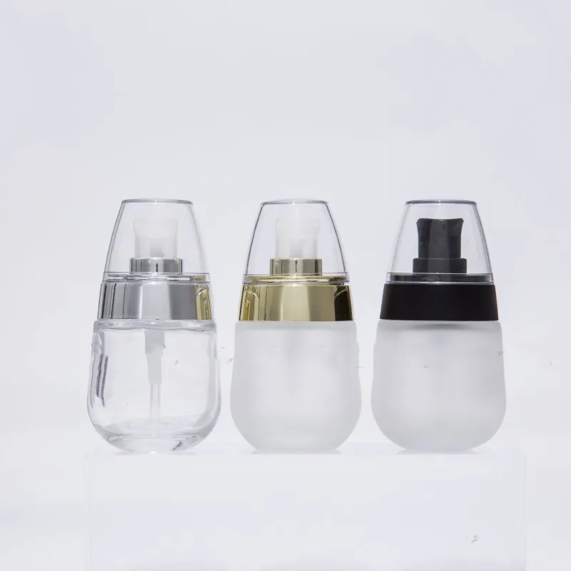 

1 Pc 30ml Refillable Bottles Emulsion Empty frosted glass Essential oil bottle acrylic lid press pump Outdoor Travel hot