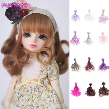 

15cm Wig Hair Piece Heat Resistant Wire doll wig Pearl flower Curly hair wefts Extensions for BJD/Blyth/American Doll DIY Access