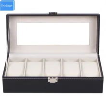 Черная кожа 5 сетки прибытие Окно дисплей подарок квадратные часы украшения в стиле рок-н-ролл кейс Органайзер упаковочная коробка завод Boite Montre