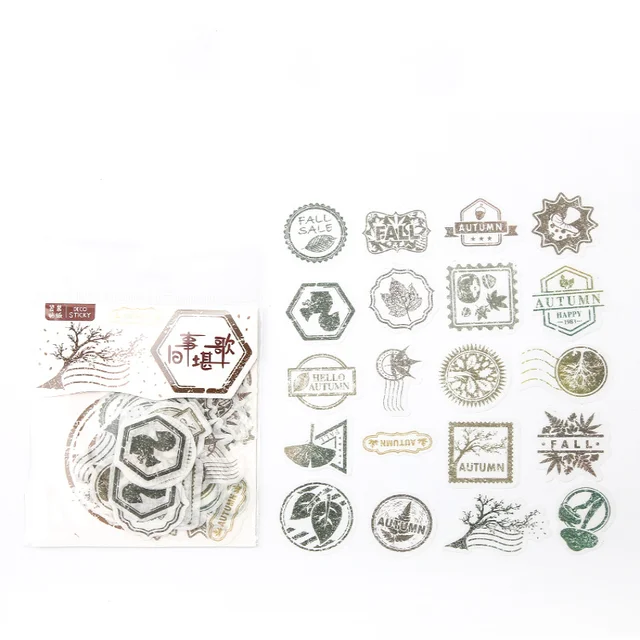 Mr.paper 40Pcs/bag 24 Designs Cute Diary Sticker Scrapbooking Heart Beat Series Japanese Kawaii Creative Stationery Deco Sticker Hello Autumn