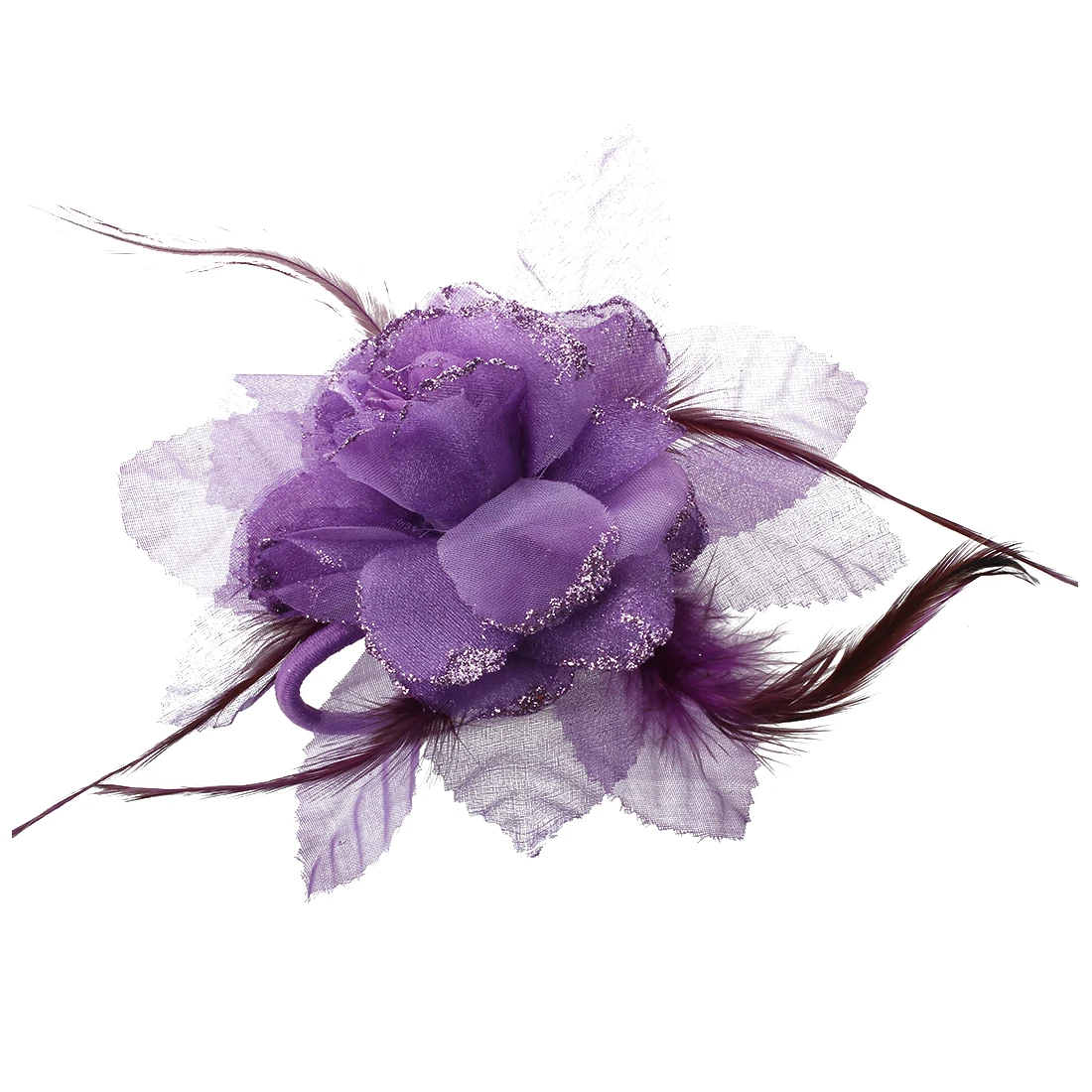 

Flower and Feather Hair Flower Pin Brooch for Women - Purple