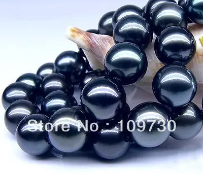 

Jewelry 001142 Exquisite 10-11mm Tahitian black AAA+ pearl necklace 18 inch 925silver clasp