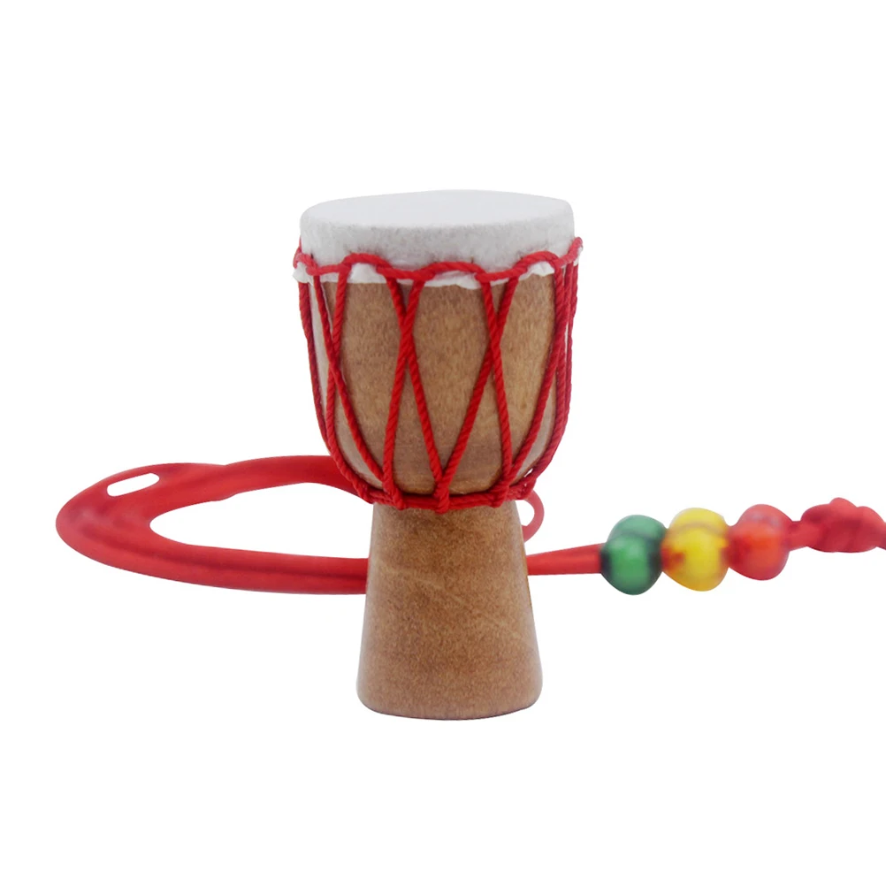 Wooden Classic Drummer Mini Djembe Percussion African Hand Drum Gift For Music Fan Red linein