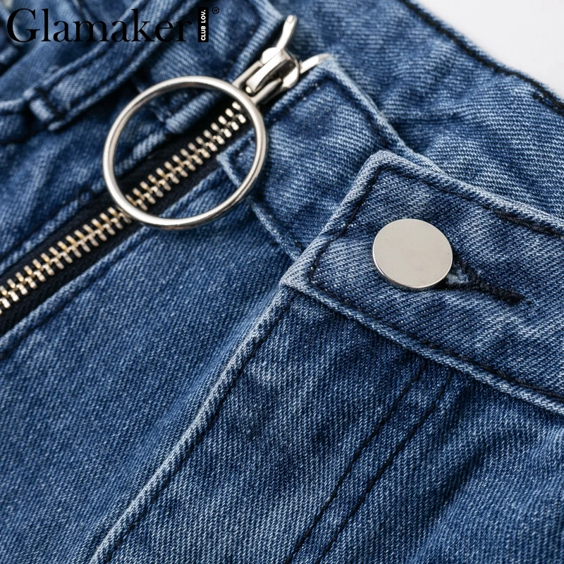Glamaker Sexy zipper denim jeans Women high waist casual fitness blue jeans Female winter streetwear straight denim pants bottom Glamaker Sexy zipper denim jeans Women high waist casual fitness blue jeans Female winter streetwear straight denim pants bottom