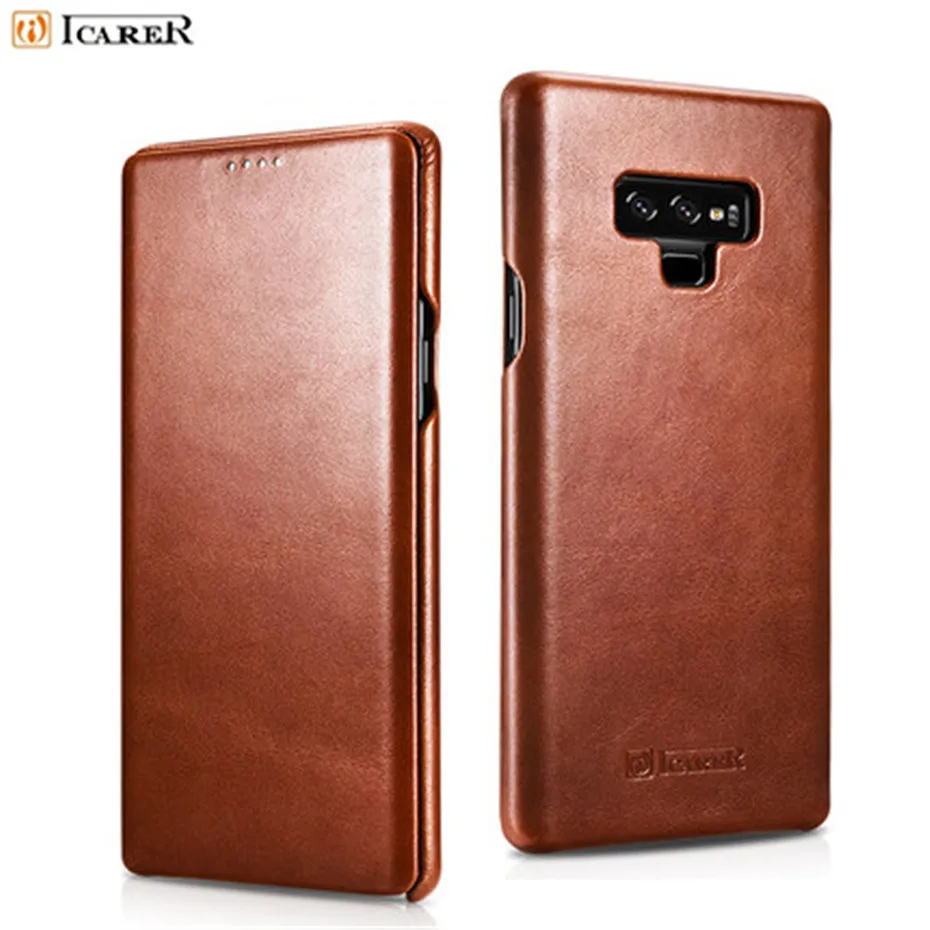 ICarer чехол из натуральной кожи для Samsung Galaxy Note 9 8 ретро-чехол S9 S8 Plus яловой |