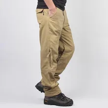 Новая мода Для мужчин тактические брюки-карго с боковой карман на молнии в стиле милитари Стиль свободные шаровары хип джоггеры верхняя одежда брюки большой