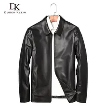 Брендовая мужская кожаная куртка, мягкое пальто из овечьей кожи, Черная мужская одежда из натуральной кожи, осенняя приталенная куртка, большие размеры 5XL, black71J7867