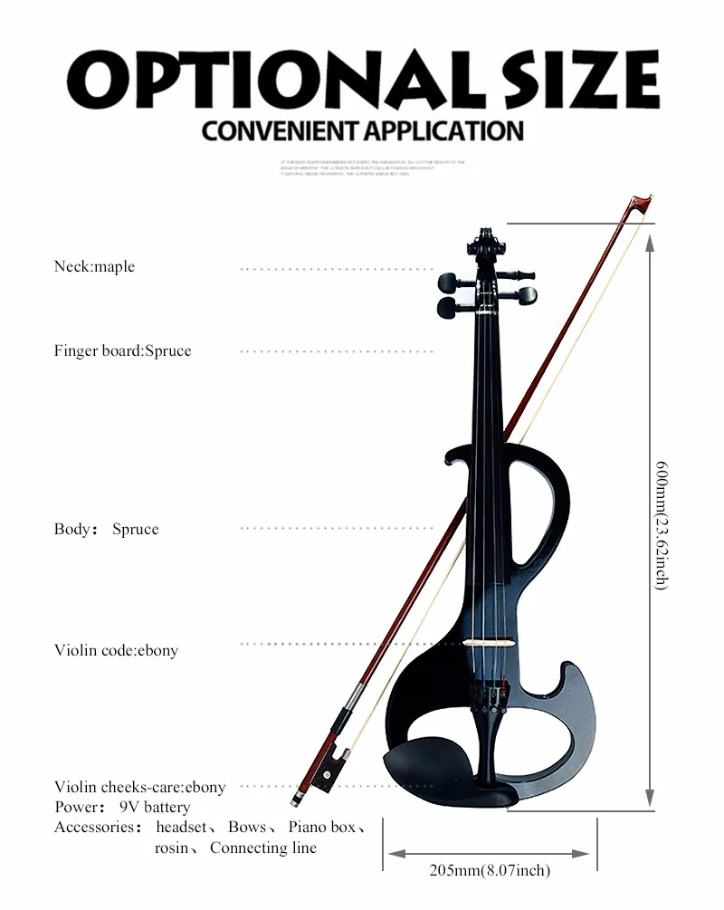 Высокое качество скрипки классический черный Электрический Скрипка с чехол для скрипки и скрипки Лук компактная структура и отличный тон