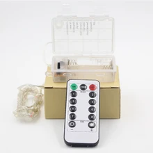 10 м 100 светодиодный на батарейках гирлянда светодиодная водонепроницаемая лампа с пультом дистанционного управления гибкая медная серебряная проволока Рождественский праздничный Декор