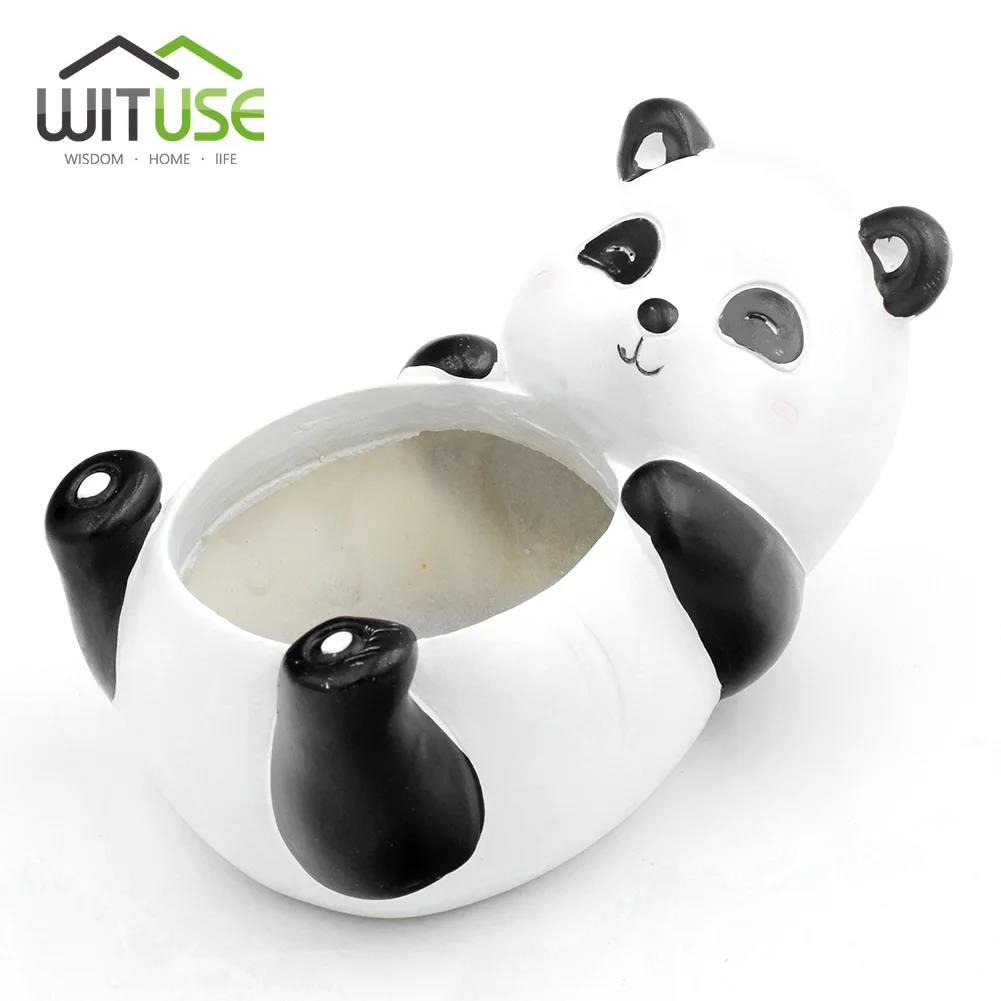 panda Офисные настольные Мультяшные животные цветочный горшок суккулент горшок для растений мини Милая Цветочная тарелка для офиса сада комнаты стол подарок на день рождения - Цвет: panda