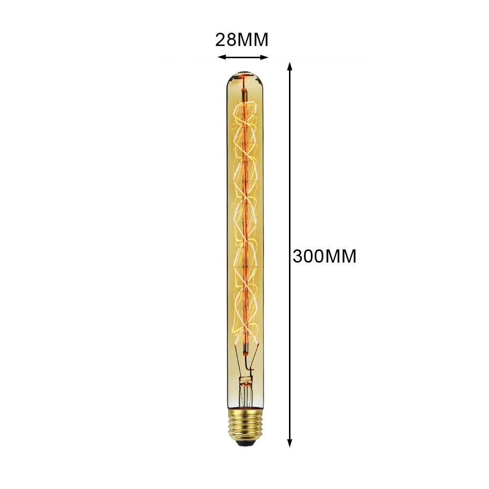 TIANFAN Edison ЛАМПЫ старинная лампочка T28 спиральная нить вольфрамовая нить из углеродного волокна 40 Вт 220/240 в E27 декоративная лампа накаливания