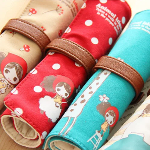 

4 pcs/Lot Canvas school pencil case pen & pencil bag Animal island Storage bag papelaria material escolar Stationery