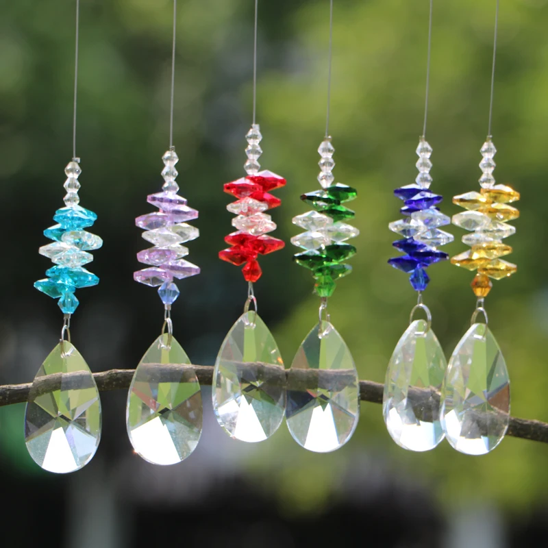

1PCS Glass Crystal Suncatcher Prism Hanging Pendant Rainbow Maker Hanging Window Sun Catcher Gift