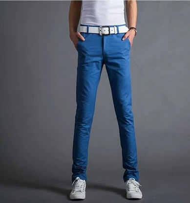 Новое поступление модные дизайнерские Длинные мужские брюки мужские узкие брюки длинные брюки для отдыха мужские корейские прямые шаровары - Цвет: Navy Blue