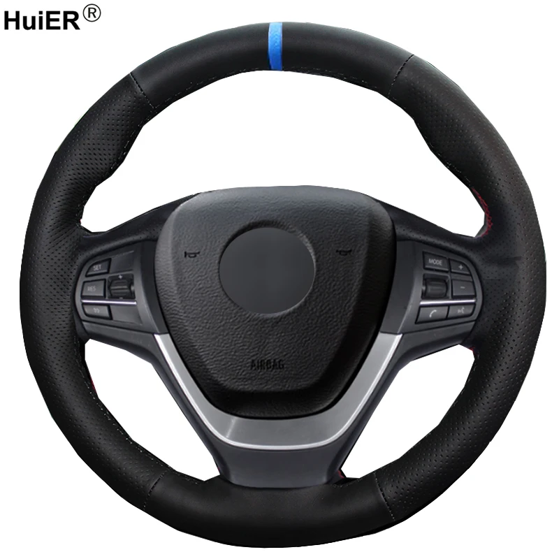 HuiER Hand Sewing Car Steering Wheel Cover For BMW F25 X3 2011 2012