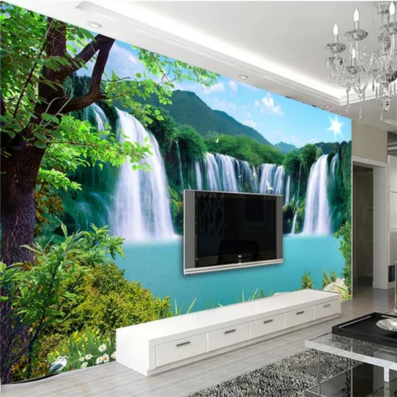 

3D обои для гостиной, спальни, водопада, пейзажа, украшения стен, 3d обои