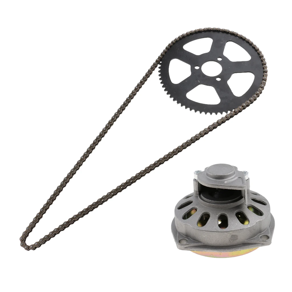 Universal Heavy Duty 68T Rear Chain Sprocket 68 Links Chain+ Clutch Bell Housing Drum Gear Box For 49cc Mini Motor Dirt Bike