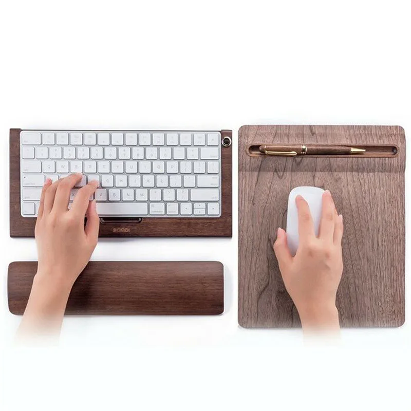 New Samdi Bamboo Wood Stand Holder For 2nd Apple Bluetooth Keyboard Stand for Apple Pencil Stand & Wood Wrist Pad Wood Mouse Pad
