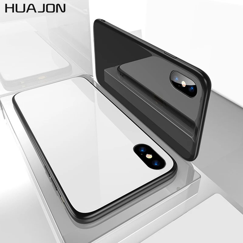Case For iPhone X Glass Case Luxury Ultra Thin Clear Soft TPU Edge