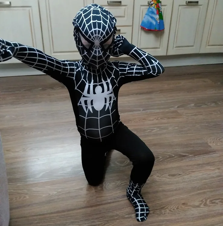 Spider-Man Kostüm Für Kinder - Gr. L (120-135 Cm) - Mit Maske - Superhelden Cosplay - Karneval & Halloween
