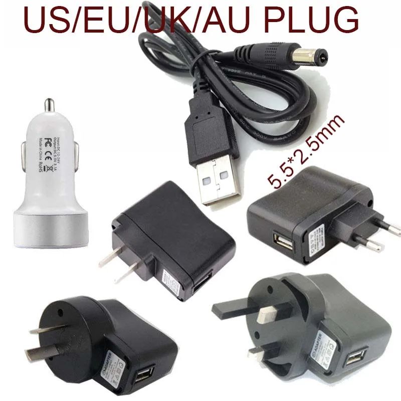 

wall car USB to 5V 1A DC 5.5mm x 2.1mm Barrel Connector Power Cable Cord new