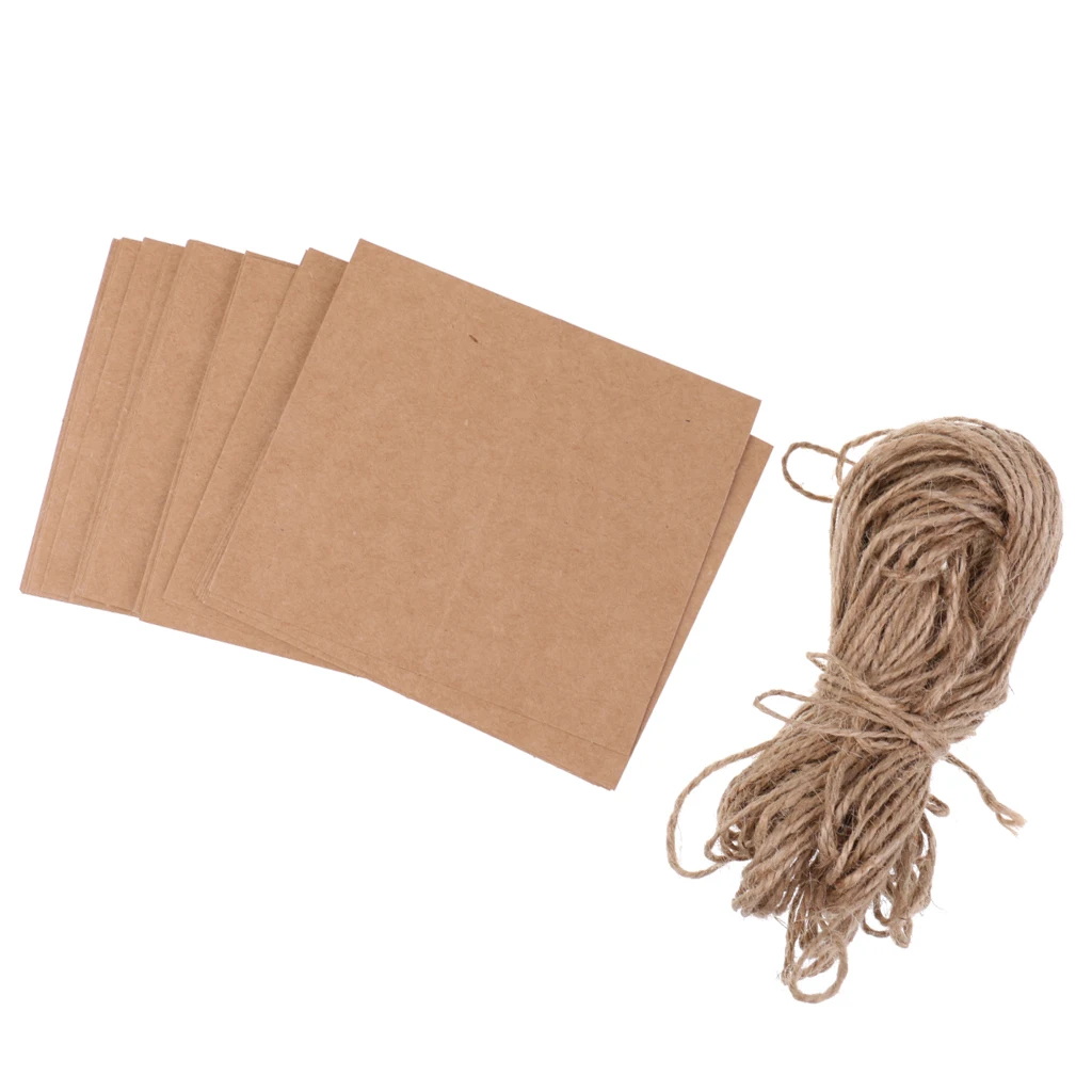 50 Pieces Kraft Paper Blank Place Name Card Rustic Wedding Table Card Twine Bow Wedding Birthday Party Table Card Waterproof 
