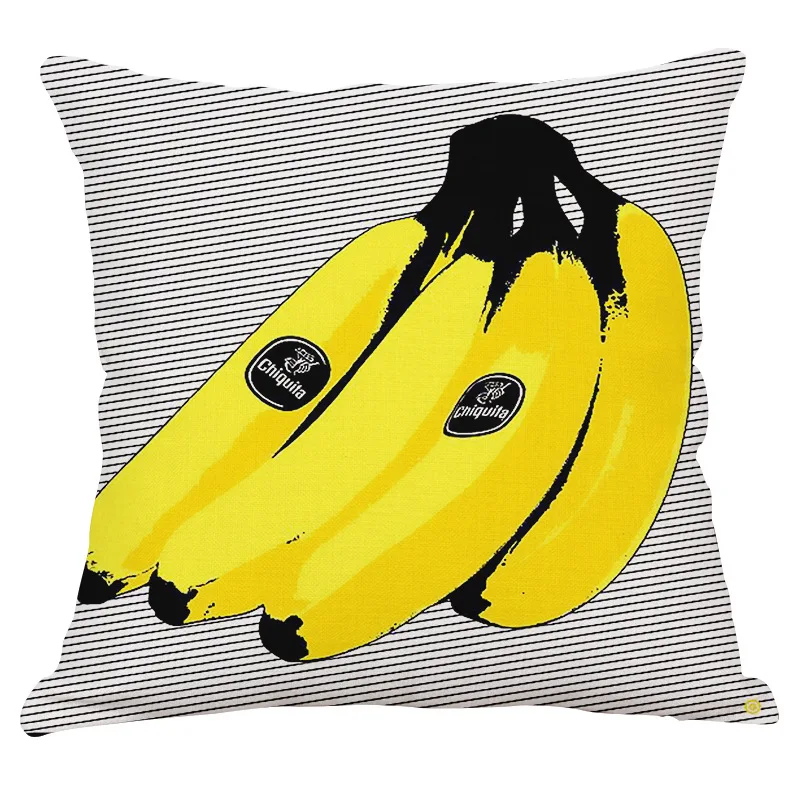 Yellow Color Pop Art Banana Cushions Cover Sofa Home Decor Linen Cotton