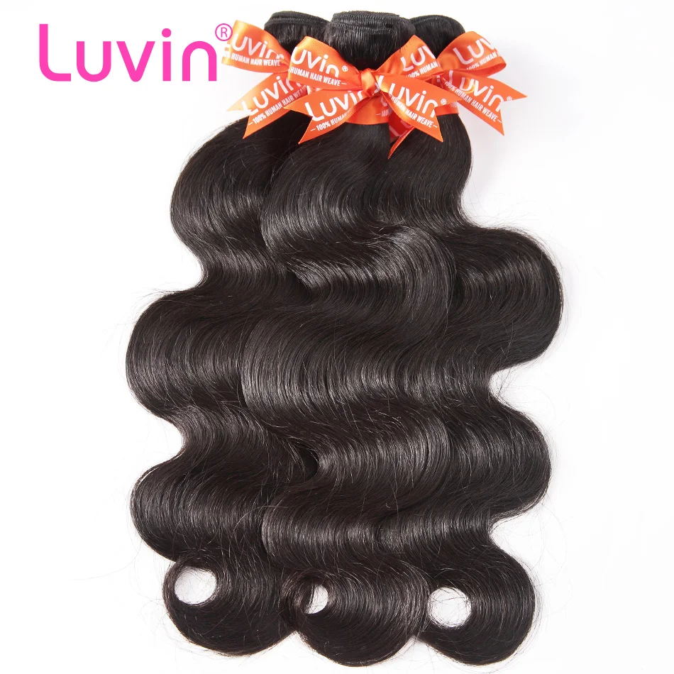 

Luvin Peruvian Body Wave Virgin Hair 3 Bundles Lots 100% Human Hair Weave Bundles Natural Color No Shedding No Tangle Soft Hair