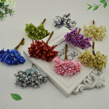 

10pcs mulberry Silk stamens leaf Artificial Flower Bouquet For Home Party Wedding Car Decoration DIY Wreath Gift box Fake flower